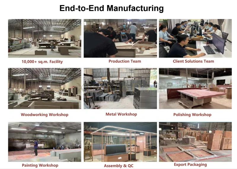 Curved Luxury Custom Jewelry Display Showcase jewelry display cabinet manufacturing process workshop
