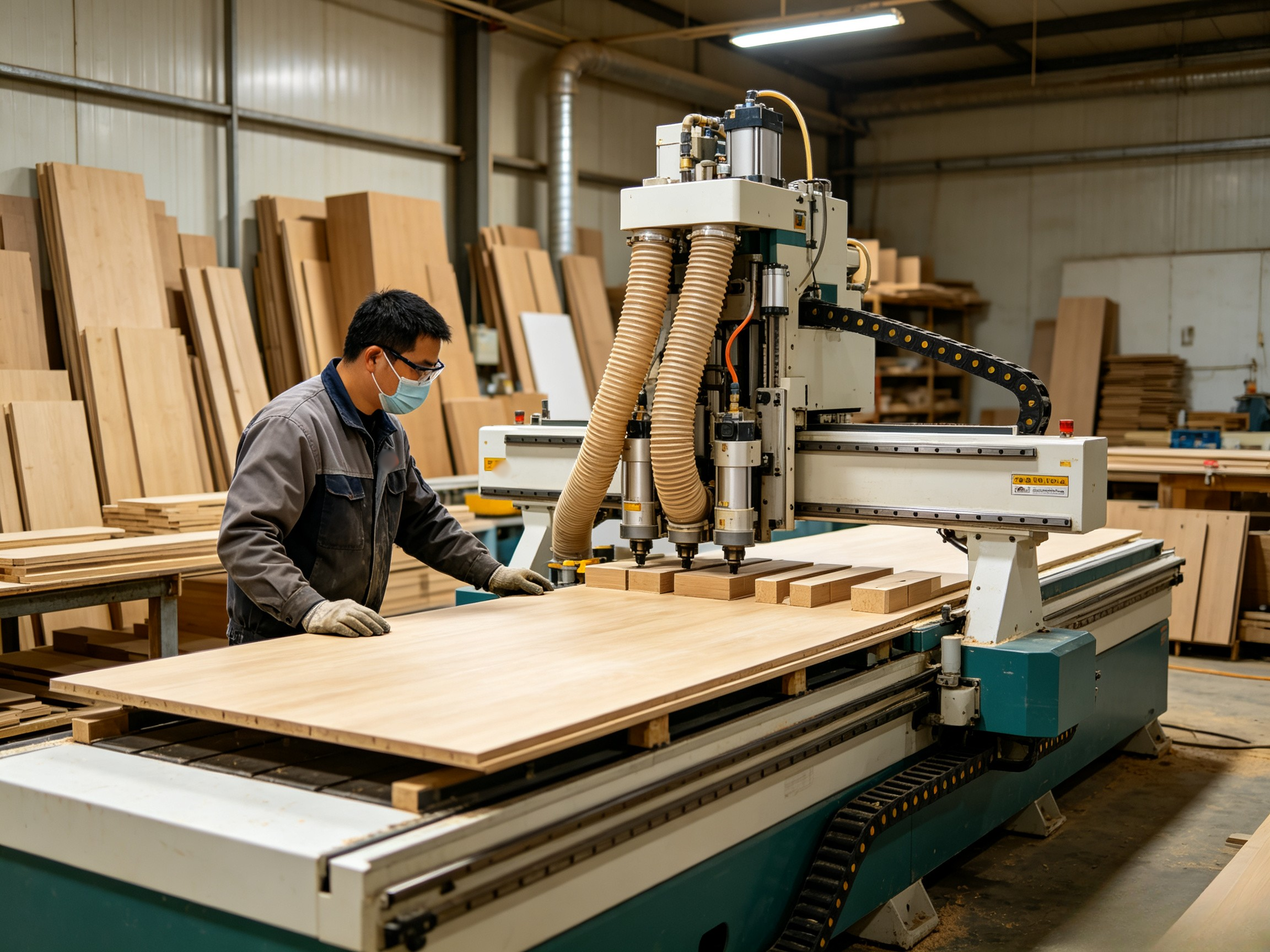 cnc wood router worker jewelry display cabinet production