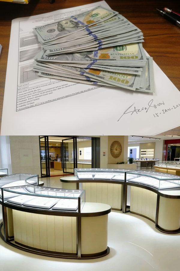 curved jewelry display counter