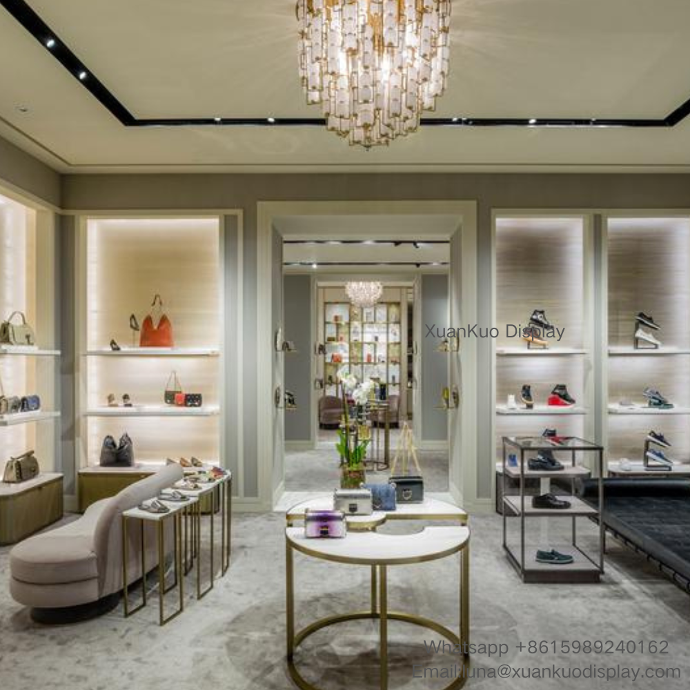 high end women footwear and handbag display furniture luxury boutique
