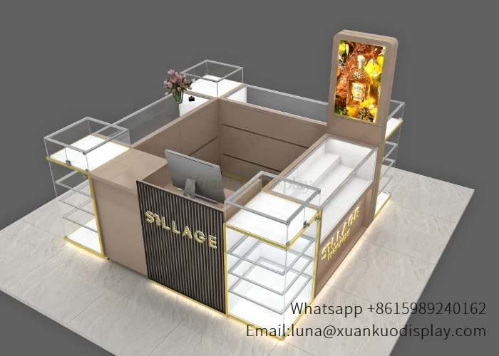 custom jewelry mall kiosk with led glass display (4)