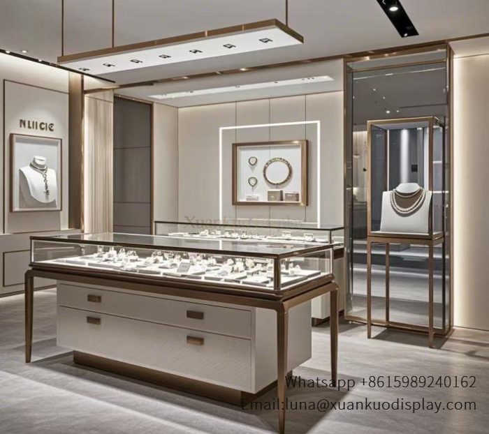 glass jewellery display cabinets high end boutique shop interior design with jewelry display counter wall light frames