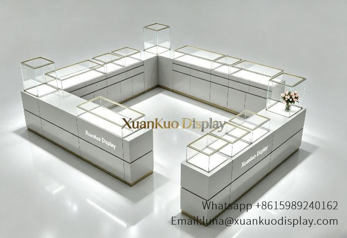 Mall Luxury Jewelry Kiosk Furniture Custom Display Counter