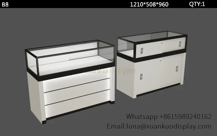 Jewelry Cabinet With Glass Display Top & Storage Drawers