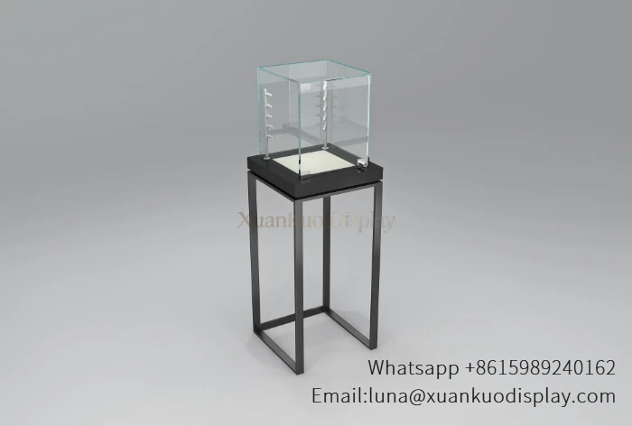 glass jewellery display cabinets tall pedestal display tower black frame glass led display cabinet bulk production