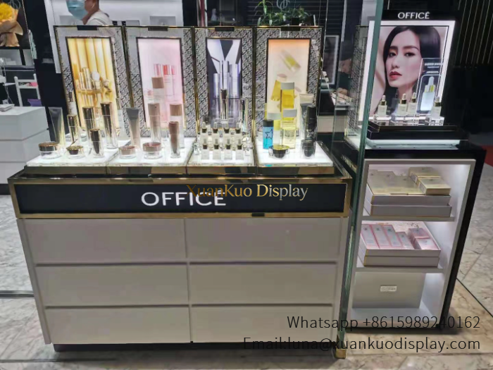 black gold beauty shop counter makeup tester display booth for mall