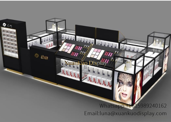 glass jewellery display cabinets black gold glass perfume kiosk display counter for mall cosmetic shop