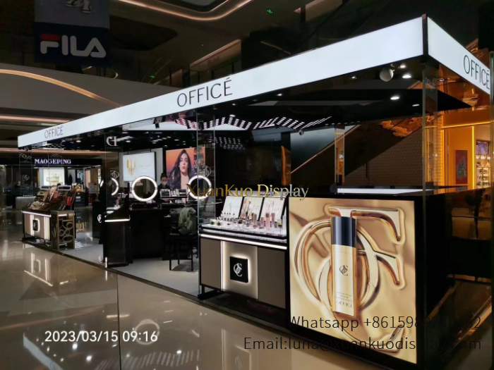 Makeup Shop Furniture LED Backlit Multi-Grid Makeup Tester Display Counter For Brand Mall Cosmetic Kiosk brand makeup display counter makeup shop furniture