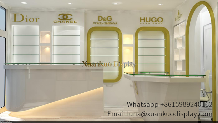 Glass Perfume Display Arched Wall Glass Shelf Fixture ForFragrance Retail Boutique