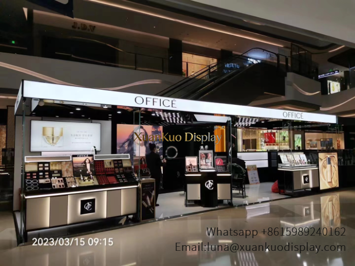 glass jewellery display cabinets custom led makeup shop furniture makeup tester display island for mall cosmetic kiosk