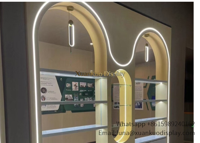 Display Racks Wavy Arched LED Glass Wall Shelf Fixture For Beauty Salon & Spa Shop display racks arched led beauty salon wall