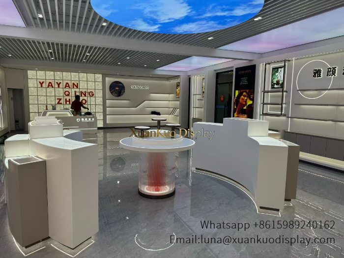 jewellery shop interior design Vietnam fragrance display furniture round led central island perfume boutique1