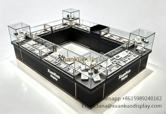 Mall Luxury Jewelry Kiosk Furniture Custom Display Counter