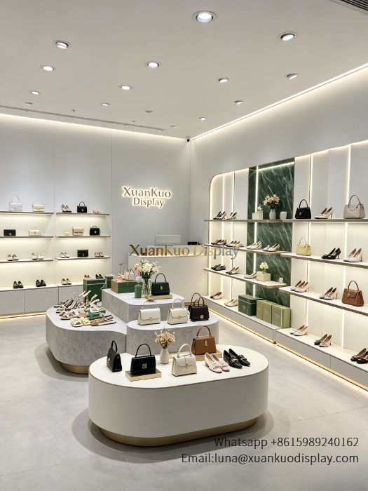 light luxury ladies footwear handbag boutique display furniture set