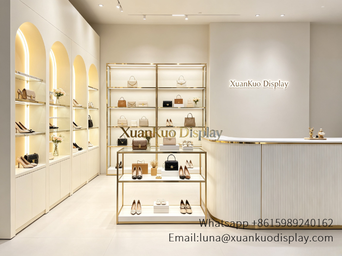 light luxury women footwear handbag boutique display furniture set