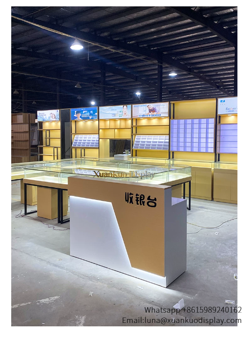 luxury white gold sunglasses display furniture for fashion eyewear boutique