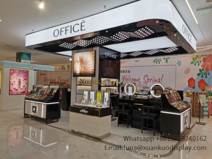 Makeup Table LED Backlit Brand Cosmetic Tester Counter For Mall Makeup Kiosk Booth