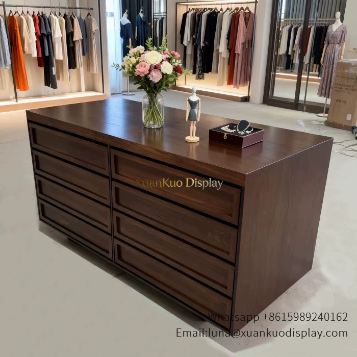 glass jewellery display cabinets minimalist solid wood clothing store central island display cabinet