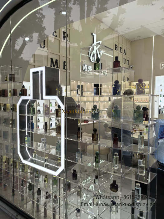 modern perfume bottle display stand led wall shelves for perfume shop boutique