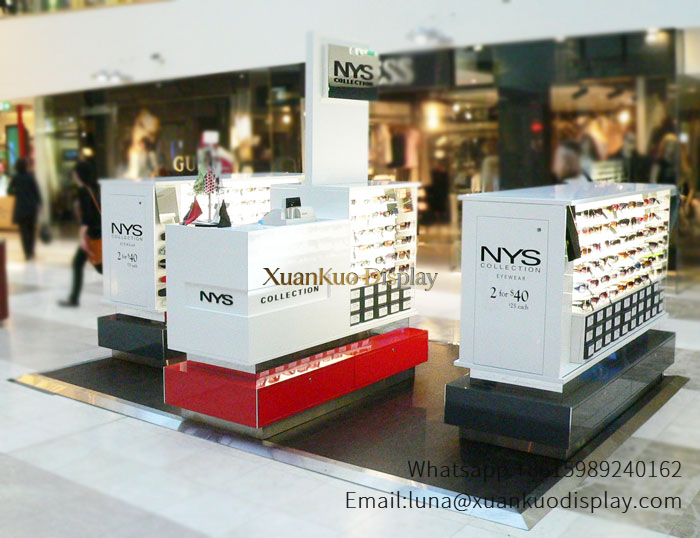 multi unit fashion sunglasses mall kiosk illuminated display booth for shopping center