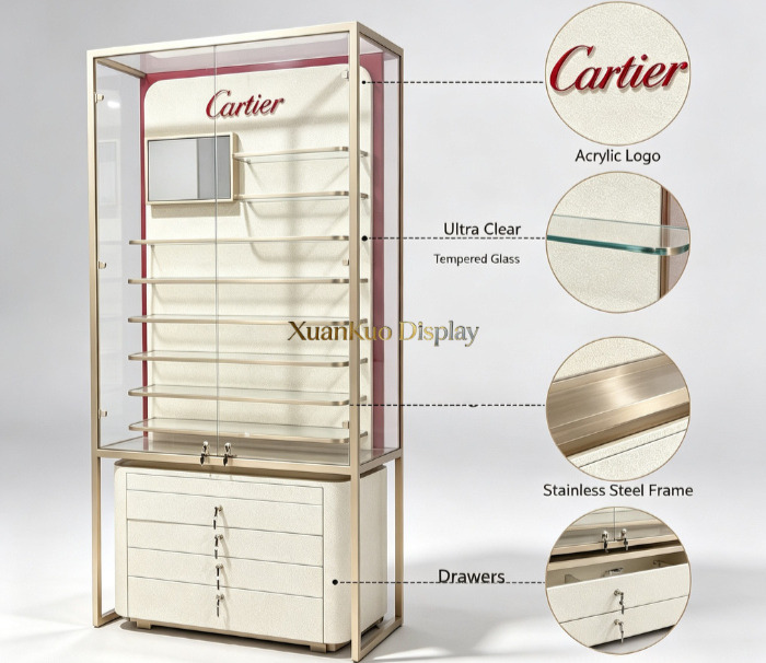 optical display cabinet stainless steel frame eyewear showcase