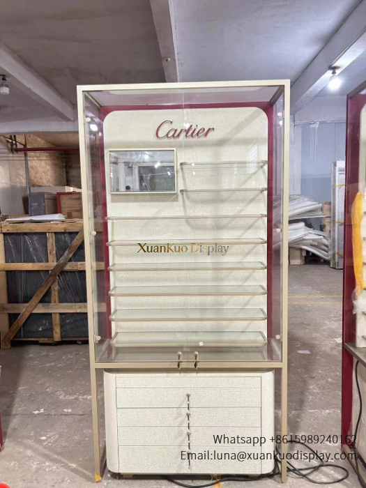 Optical Display Cabinet Stainless Steel Frame Lockable Glass Eyewear Showcase For Luxury Optical Shop optical display cabinet stainless steel frame eyewear showcase1