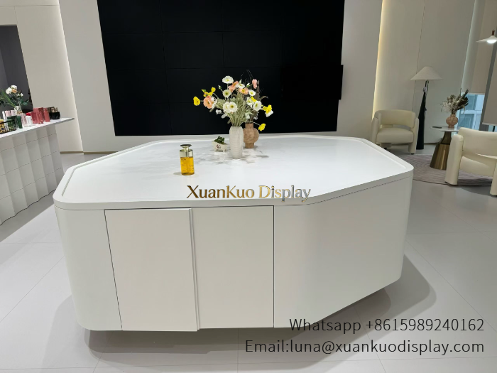 perfume display island two tier cosmetic central counter