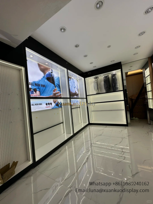 Shoe Store Display Furniture For Sports & Footwear Boutique shoe store display furniture black frame wall showcase