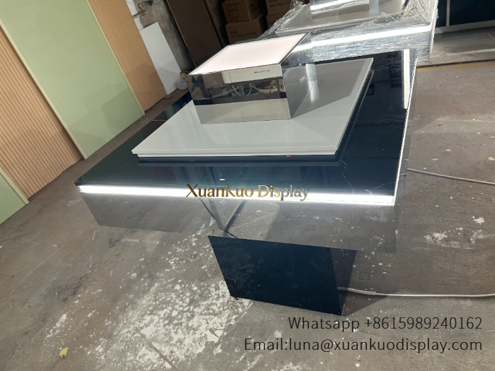 glass jewellery display cabinets square marble perfume showcase counter with led top