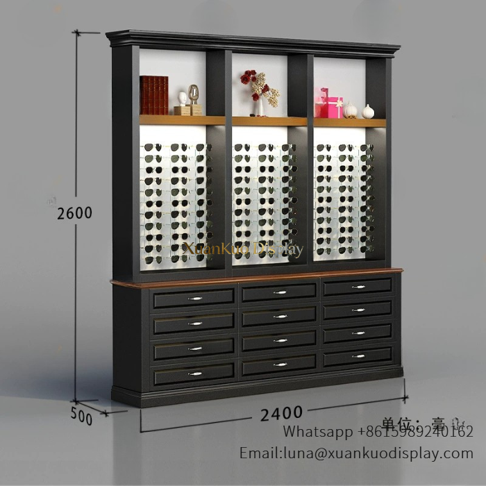 glass jewellery display cabinets vintage black wood eyewear display cabinet with multi drawers for optical store