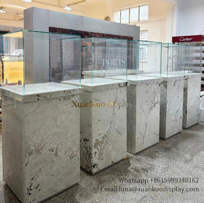 jewellery shop interior design Vietnam jewelry‑display‑tower‑marble‑base‑factory.webp