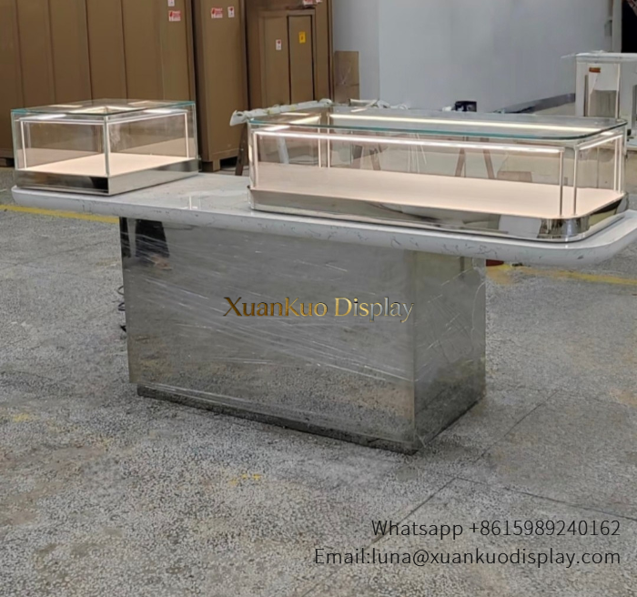 jewellery shop interior design Vietnam Desktop Glass Display Box With LED Light for Jewelry Counter Boutique