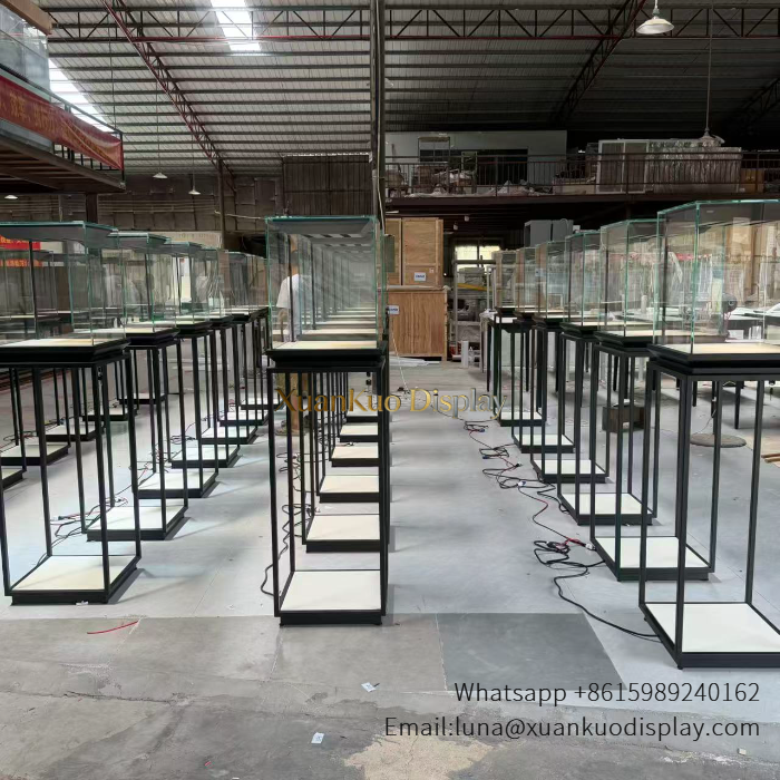 glass jewellery display cabinets jewelry store showcase tall metal frame glass pedestal cabinet